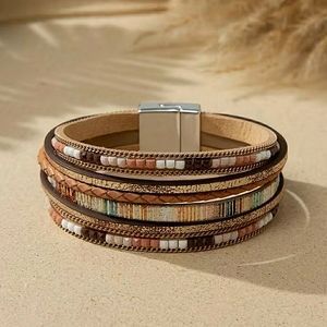 New Bohemian layered pu leather bracelet, multicolor